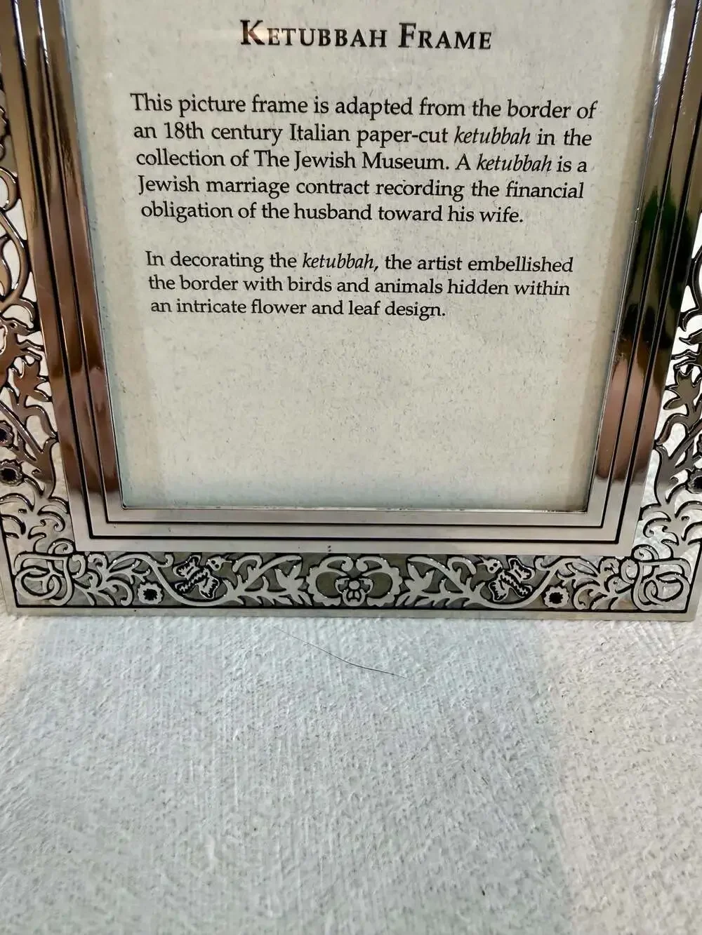 The Jewish Museum Ketubbah Border Inspired Silver-Tone Filigree Picture Frame